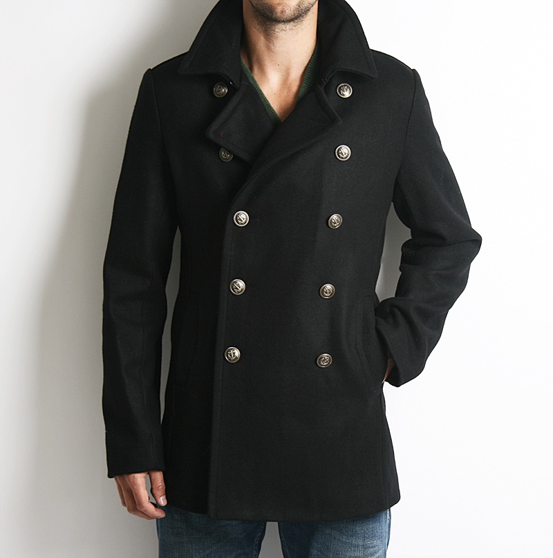 Fitted Blazer-Style Pea Coat with Nautical Buttons, Dr. Denim ...