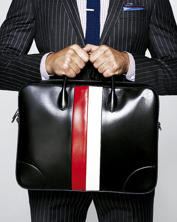 Men&#39;s black leather briefcase red/white stripe - Gucci | SOLETOPIA