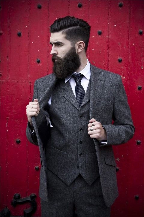 3 p suit x beard wool menswear