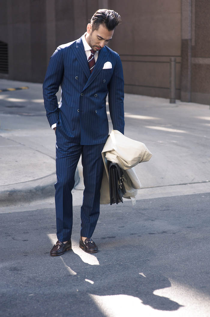 Double Breasted Pinstripe Suit | SOLETOPIA