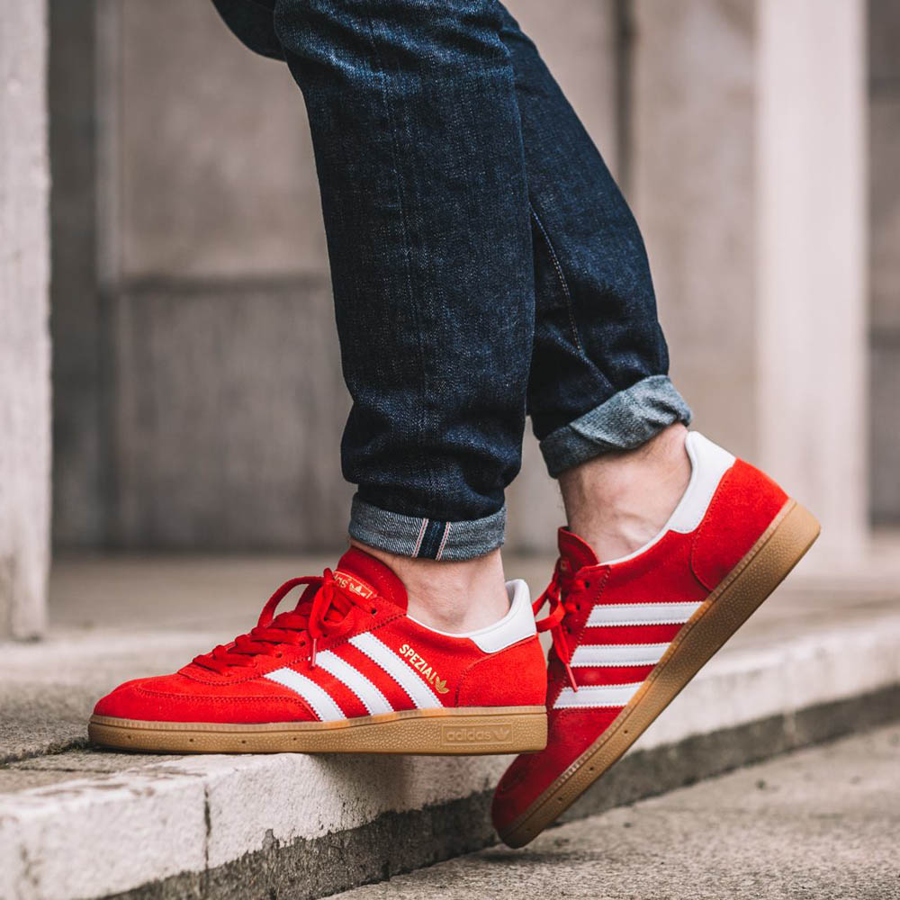 adidas red with white stripes