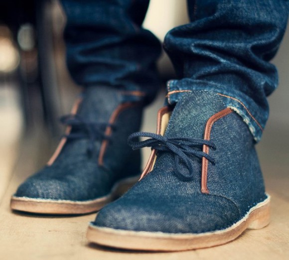 Clarks Denim 'Desert Chukka Boots', crepe soles with jeans uppers