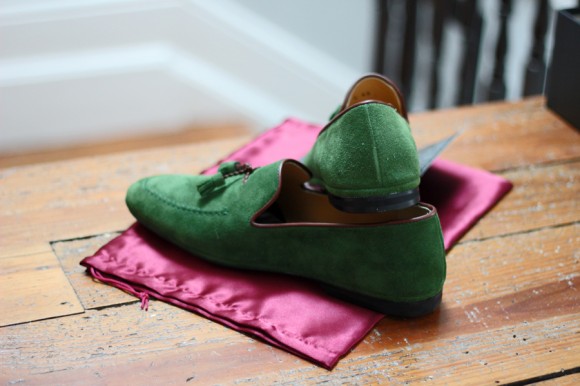Italian handmadetassel accent loafers, prince albert suede