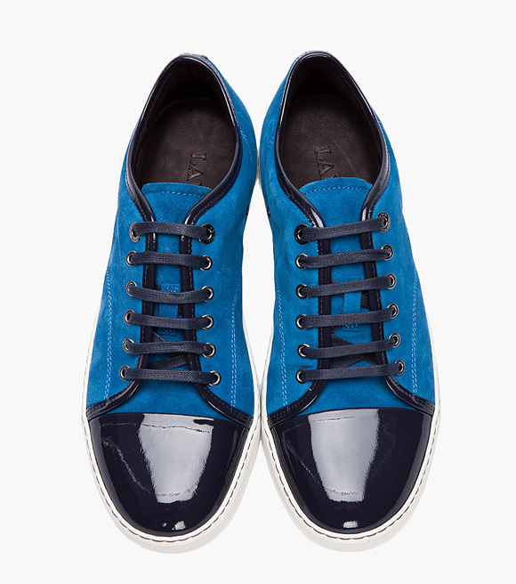 Nice suede kicks! LANVIN Tennis sneakers with patent cap toe | SOLETOPIA