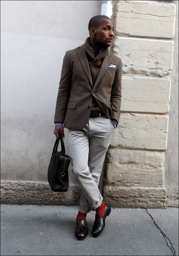 The most natural pose of all, ORANGE socks & brown loafers Menswear ...