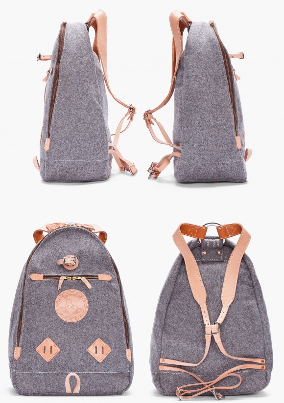 Yuketen Heather Triangle Wool & Leather Backpack in gray