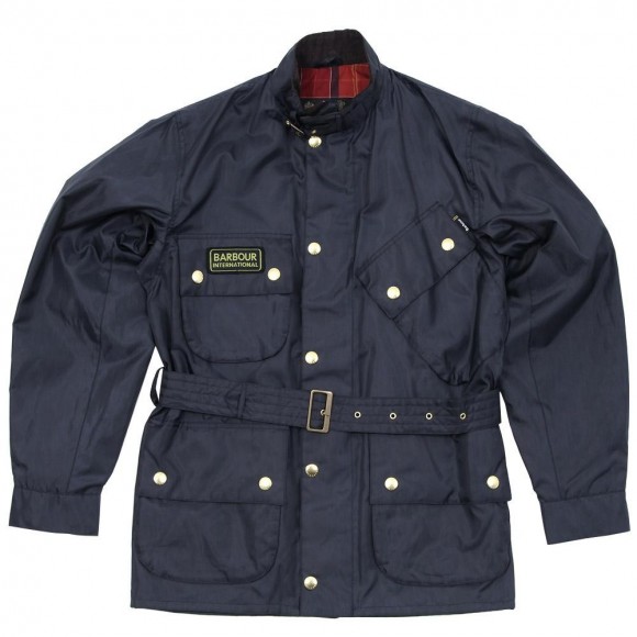 Barbour A7 Brass International Biker Jacket in Navy