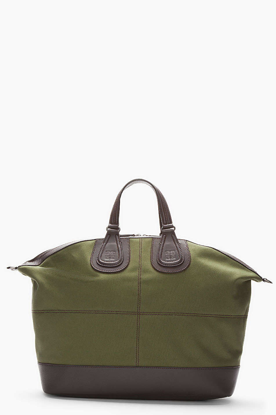 Givenchy Army Green Leather Trimmed Nightingale Duffle Bag