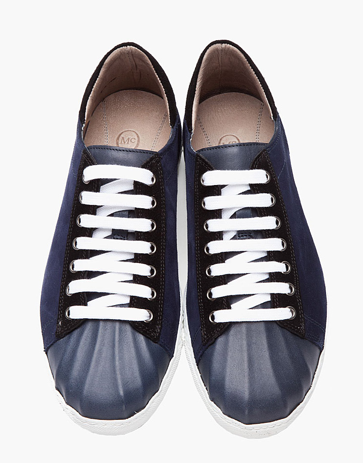 Low-top Shell Toe Leather Sneakers in Tones of Blue | SOLETOPIA