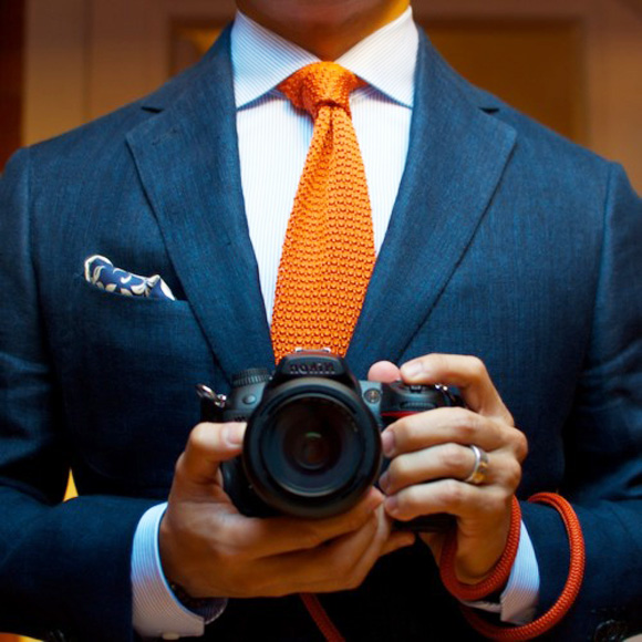 orange-knitted-tie-navy-blazer-paisley-pocket-square-wide-spread-collar-dslr