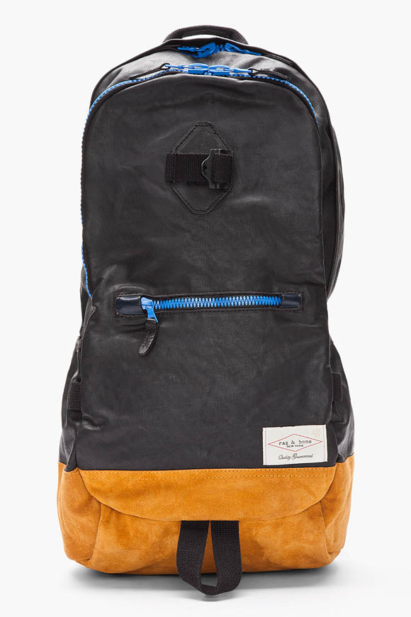 rag & bone Black and Blue Coated Backpack