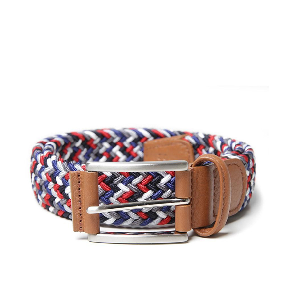 Grey blue and red woven belt