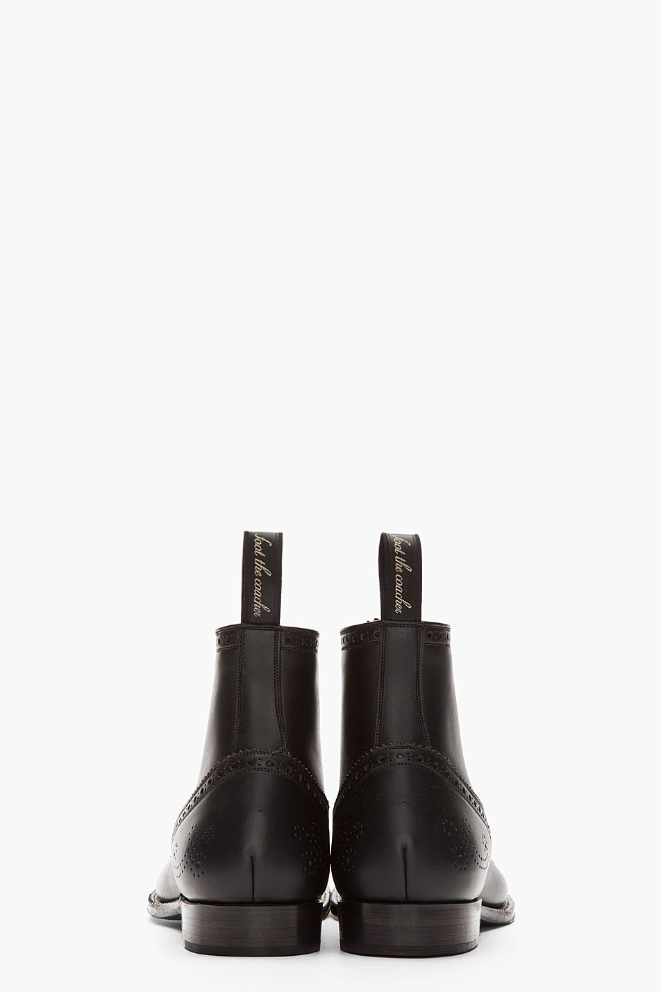 Elegant Medallion Cap Toe Brogue Boots in Black - Authentic Shoes & Co ...