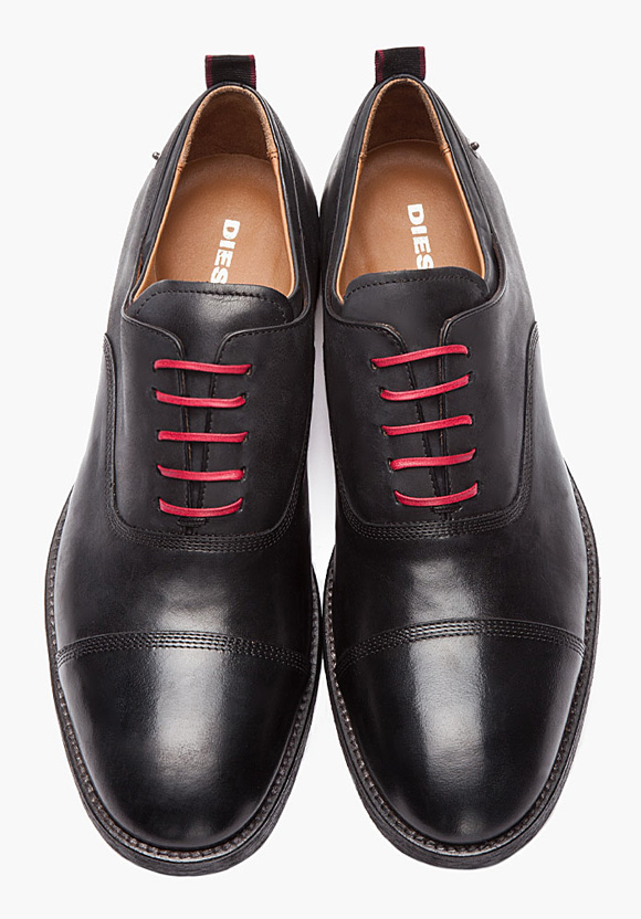 Diesel Mercurial Oxford in black, three stich cap toe mens shoes