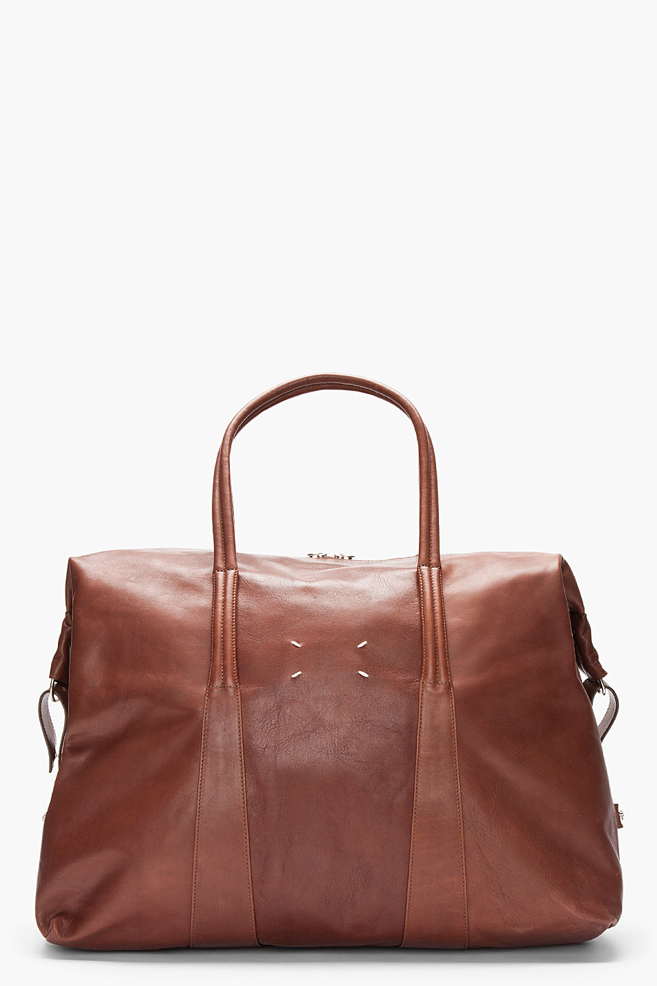 Maison Martin Margiela Brown Leather Travel Duffel Bag Calfskin