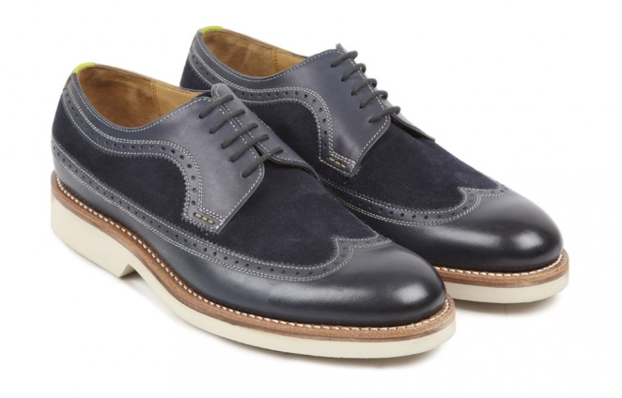Abrahams Navy Suede & Leather Mix Brogues White Soles - Oliver Sweeny ...