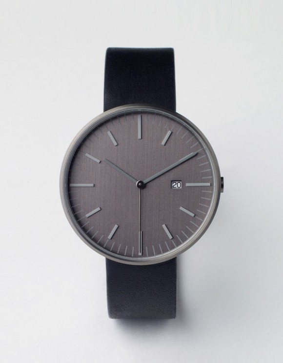 Uniform Wares 203 PVD Gun Grey & Black Minimalistic Simple Watch, Style
