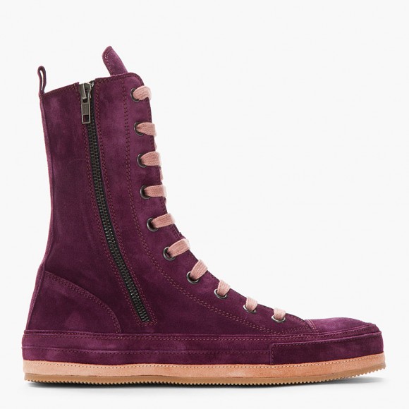 Vivid Purple Suede Zipper Hi-Top sneaker boots - Ann Demeulemeester