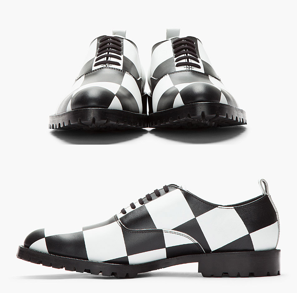 Loud & Obnoxious Black & White Checkerboard Oxford Dress Shoes - COMME ...