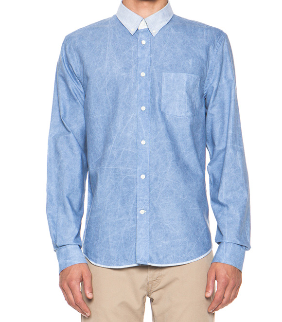 Acne Isherwood Crack Button Down in Blue