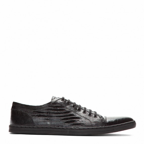 Croc-embossed Men's Dress Sneakers in Patent Leather