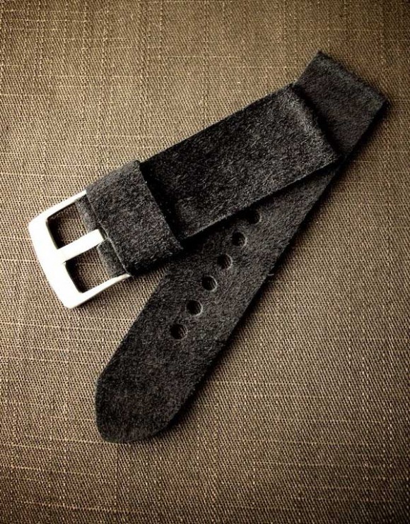 Handmade Suede Leather Watch Strap Black