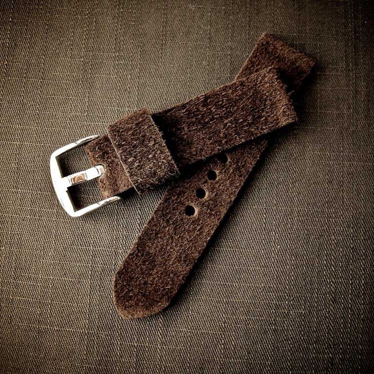 Handmade Suede Leather Watch Strap Chocolate Brown