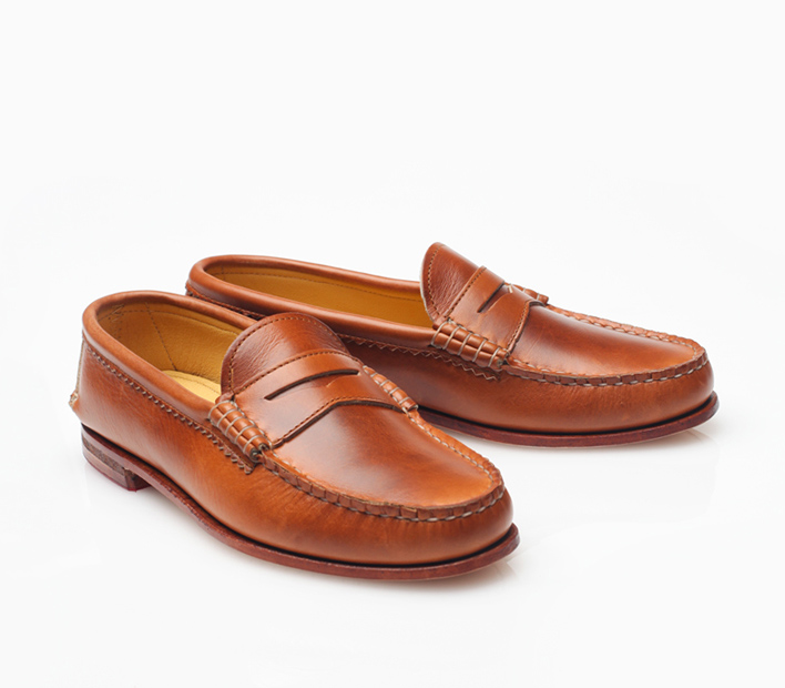 Glove Lined + Red Heel Caps in Whiskey - Quoddy True Penny Loafers ...