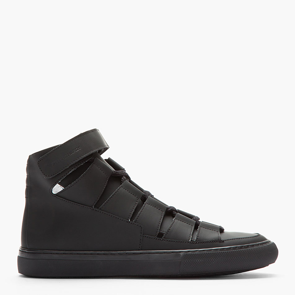 Sexy black leather sneakers for men