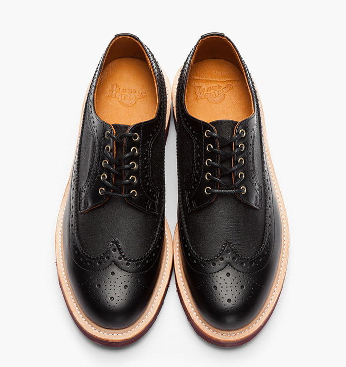 Black Leather & Waxed Canvas Brogues - Thick Ass Soles Dr. Martens ...