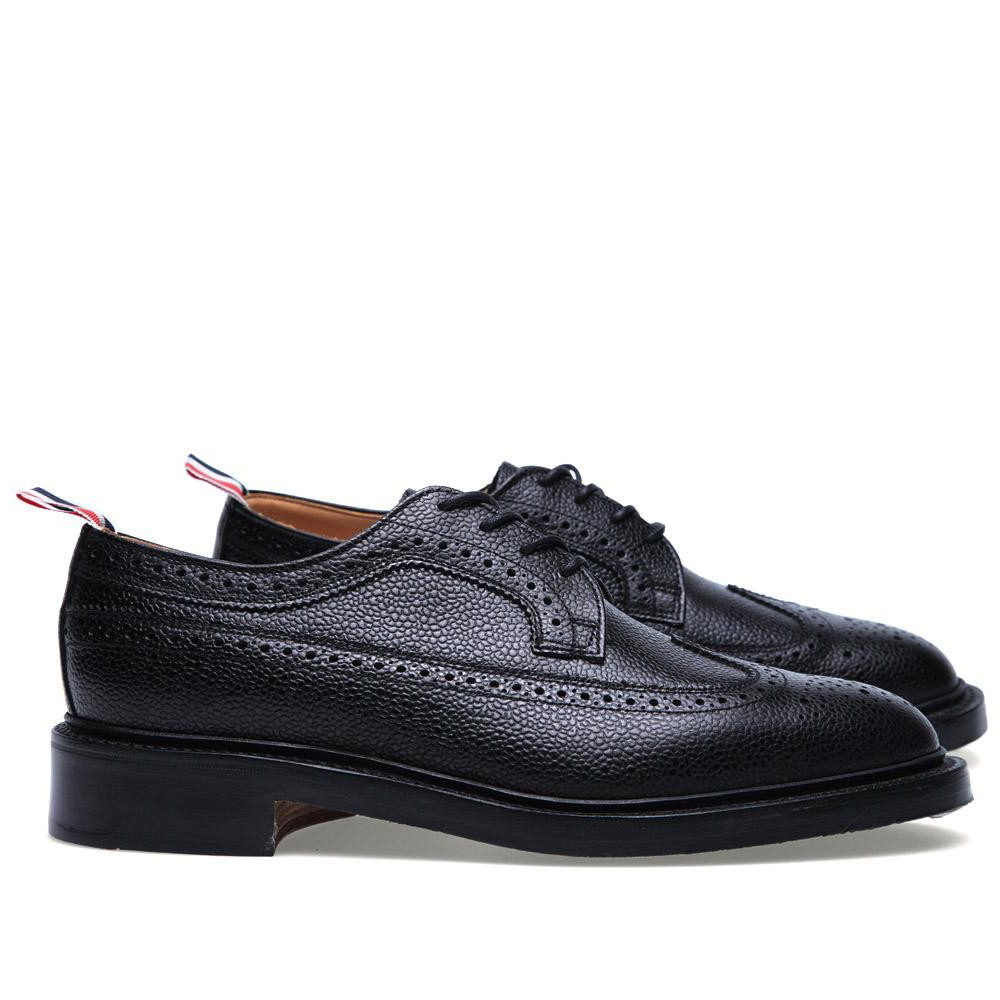 Thom Browne Black Pebbled Leather Blucher Shoe