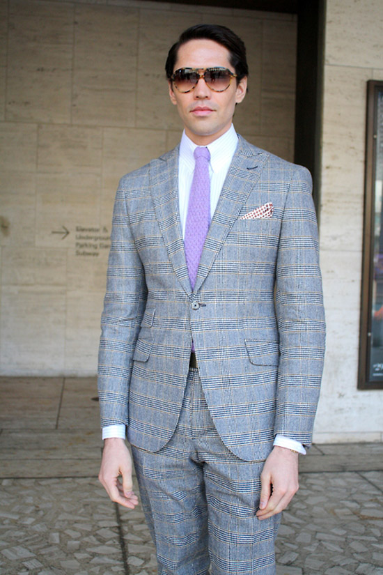 Blue Blanket Plaid Suit & Knit Tie