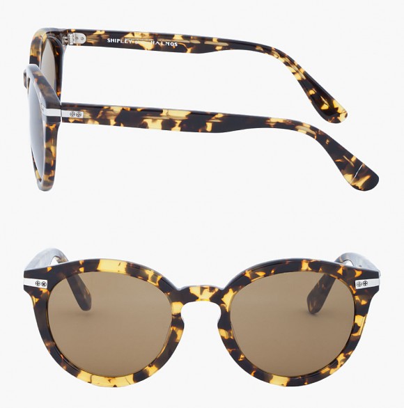 dark brown & yellow Tortoiseshell round sunglasses Shipley & Halmos
