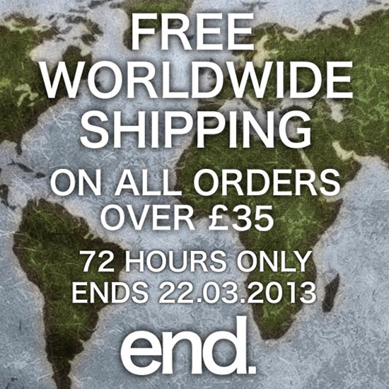 free world wide shipping at END