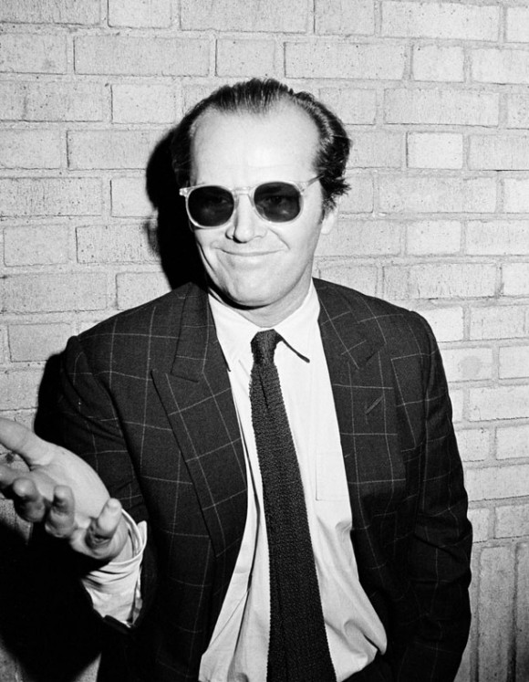 Jack Nicholson Peak Lapel Windowpane Sport Coat + Knit Black Tie in 1981