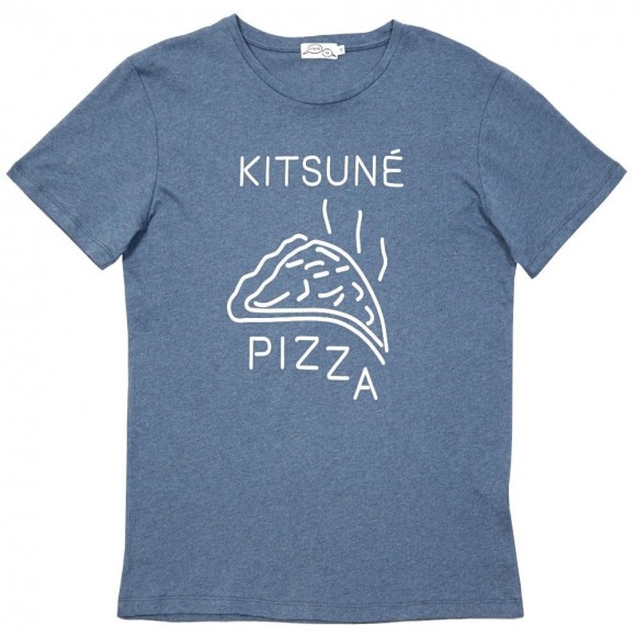 Melange Navy Crew Neck pizza shirt Kitsune