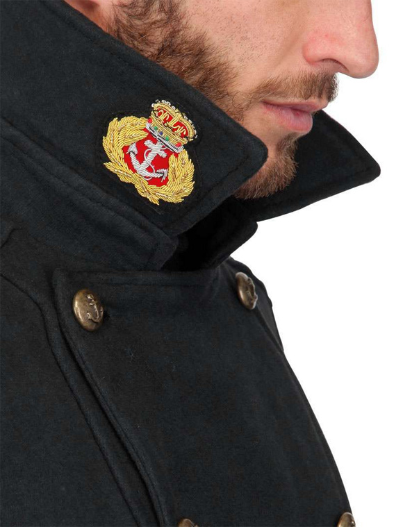 nautical button royal collar coat