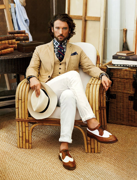 Sand blazer & vest x White pants Polo Ralph Lauren SS13 Lookbook