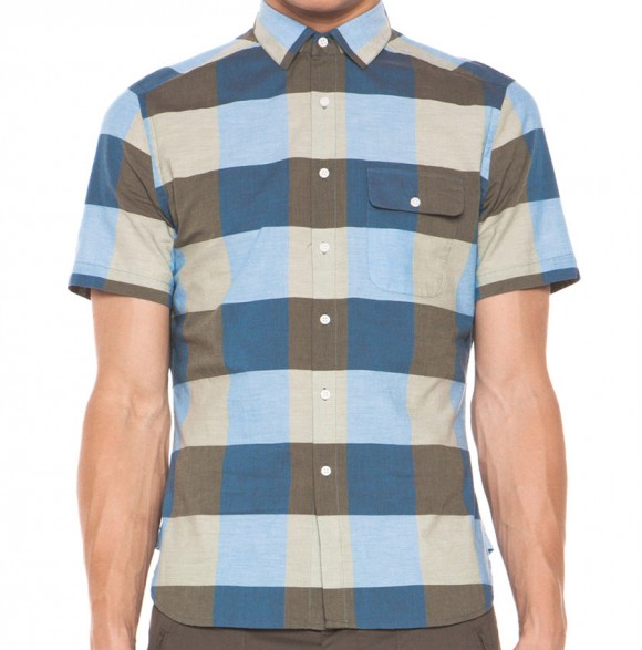 Shipley & Halmos Supersized gingham buttondown shirt in blue moss