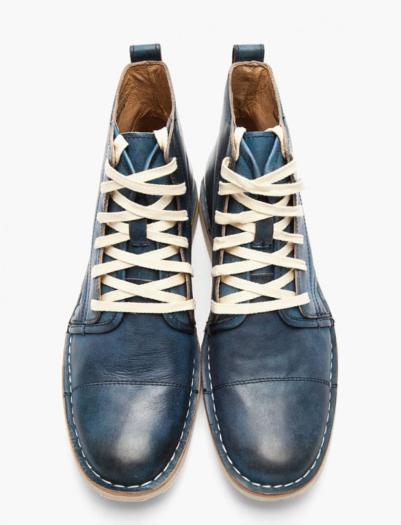 Sick shoes John Varvatos blue leather double lace Barrett Boots