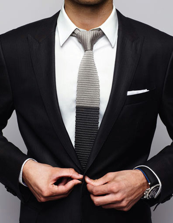 Two Tone Knit Tie & Tuxedo men style soletopia