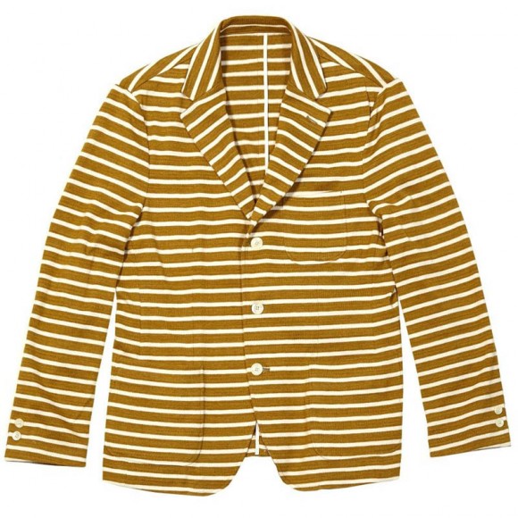 White Stripe mustard unstructured blazer