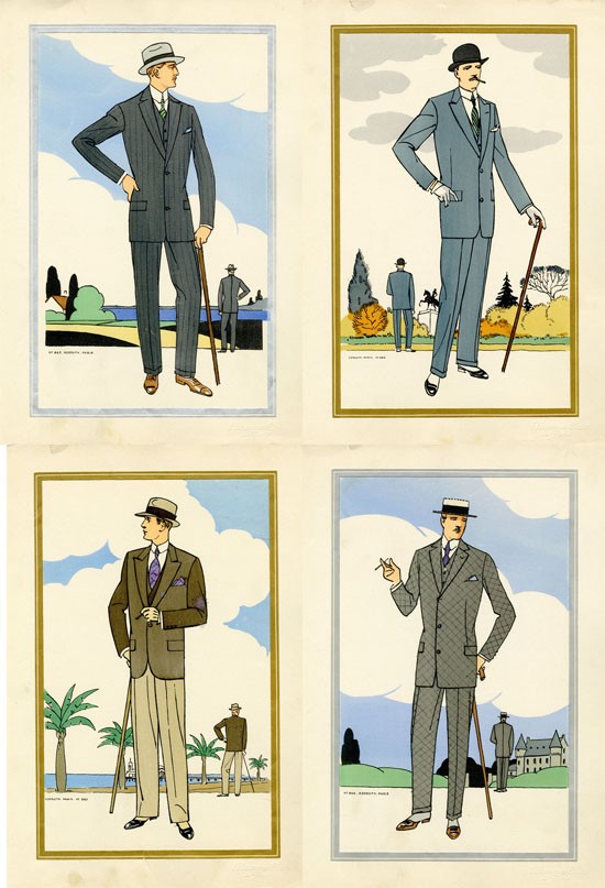 Antique 1920s men's fashion illustrations main