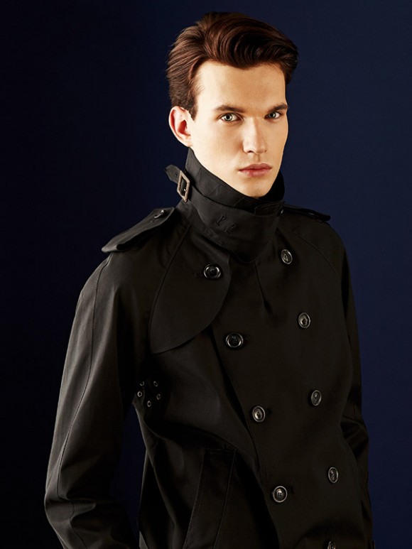 Esemplare double breasted trench black ss13 lookbook