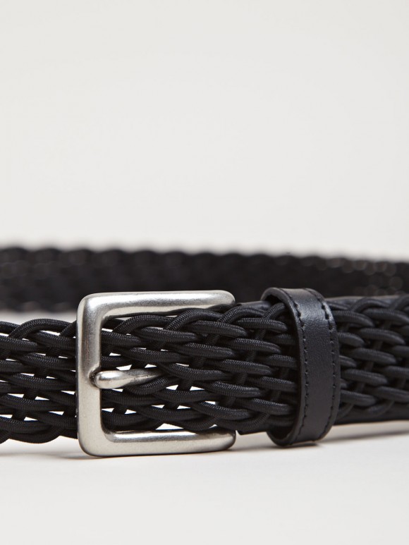 Black Elastic Rib Stitch Belt | SOLETOPIA
