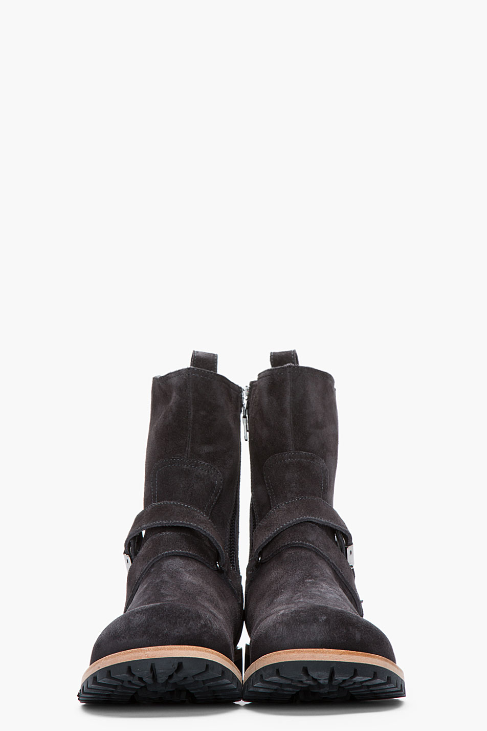 Charcoal Suede Commando Strap Boots 1