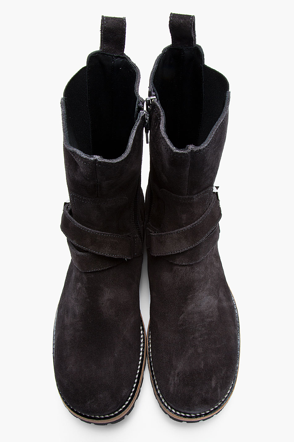 Charcoal Suede Commando Strap Boots 2