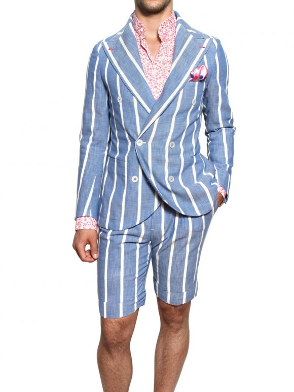 Striped Shorts Suit Chambray 1