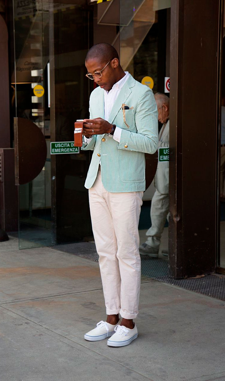 Green Stripe Blazer x Vans white