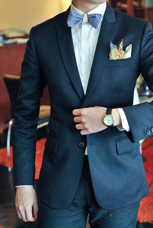 All About That Bowtie navy suit pocket square